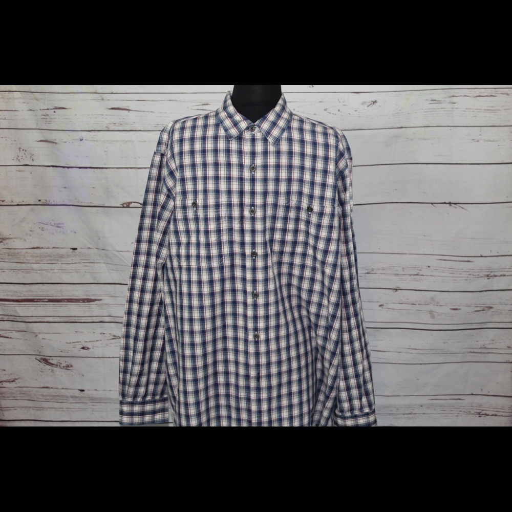 LL Bean Button Down Shirt L/S Flannel Blue Plaid